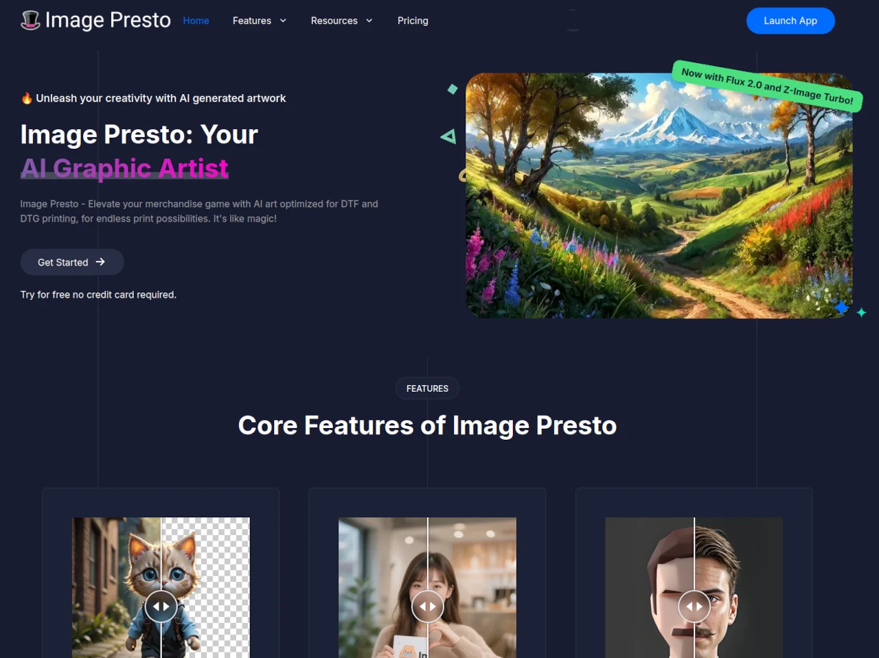 Image Presto generative AI interface